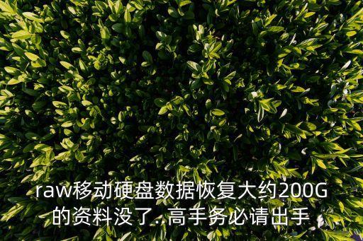 raw移動硬盤數(shù)據(jù)恢復大約200G的資料沒了..高手務必請出手