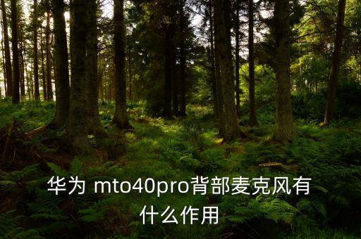 華為 mto40pro背部麥克風(fēng)有什么作用