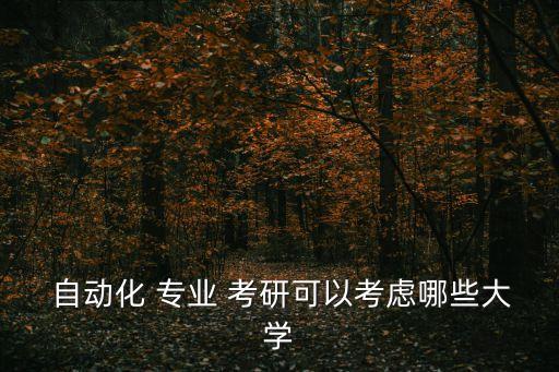  自動(dòng)化 專業(yè) 考研可以考慮哪些大學(xué)