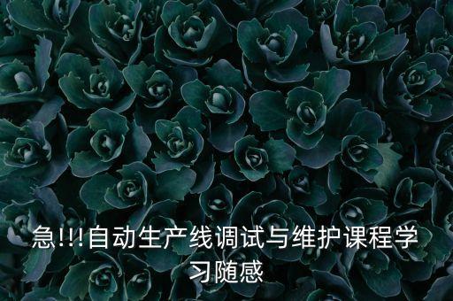 急!!!自動生產(chǎn)線調(diào)試與維護課程學(xué)習(xí)隨感