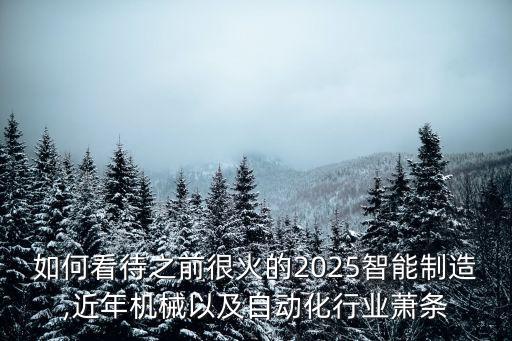 如何看待之前很火的2025智能制造,近年機械以及自動化行業(yè)蕭條