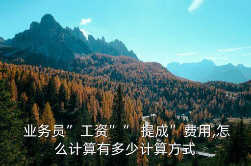  業(yè)務(wù)員”工資”” 提成”費(fèi)用,怎么計(jì)算有多少計(jì)算方式