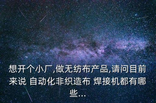 想開個(gè)小廠,做無(wú)紡布產(chǎn)品,請(qǐng)問目前來(lái)說 自動(dòng)化非織造布 焊接機(jī)都有哪些...