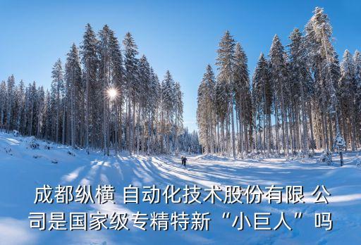  成都縱橫 自動(dòng)化技術(shù)股份有限 公司是國家級專精特新“小巨人”嗎
