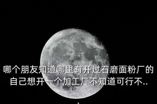 哪個朋友知道哪里有開過石磨面粉廠的自己想開一個加工廠不知道可行不...
