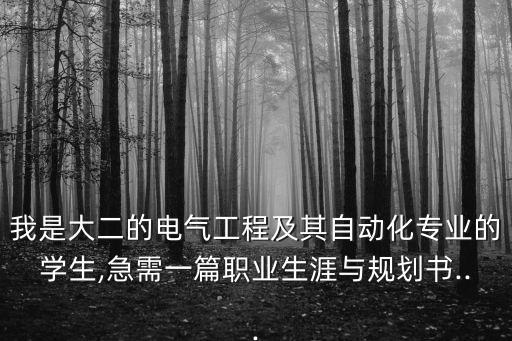 我是大二的電氣工程及其自動化專業(yè)的學生,急需一篇職業(yè)生涯與規(guī)劃書...