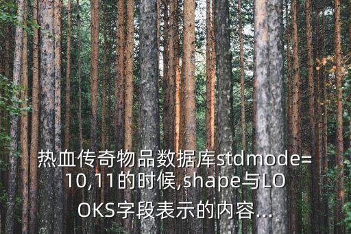 熱血傳奇物品數(shù)據(jù)庫(kù)stdmode=10,11的時(shí)候,shape與LOOKS字段表示的內(nèi)容...