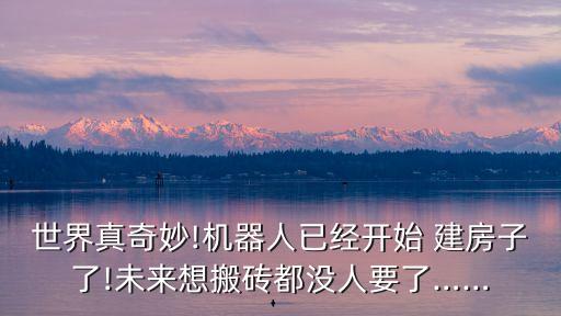 世界真奇妙!機器人已經(jīng)開始 建房子了!未來想搬磚都沒人要了……