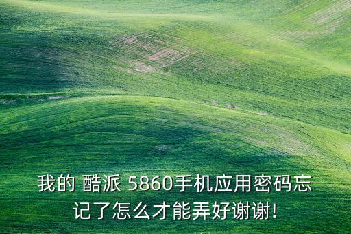 我的 酷派 5860手機(jī)應(yīng)用密碼忘記了怎么才能弄好謝謝!