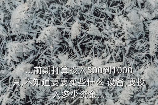...前期打算投入500到1000只,不知道要要買些什么 設備,要投入多少資金...