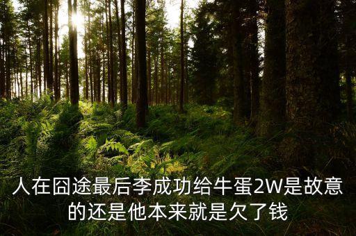 人在囧途最后李成功給牛蛋2W是故意的還是他本來就是欠了錢