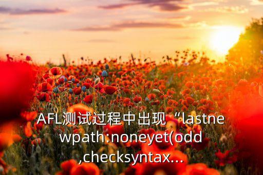 AFL測(cè)試過(guò)程中出現(xiàn)“l(fā)astnewpath:noneyet(odd,checksyntax...