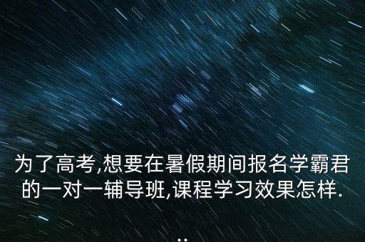 為了高考,想要在暑假期間報(bào)名學(xué)霸君的一對(duì)一輔導(dǎo)班,課程學(xué)習(xí)效果怎樣...