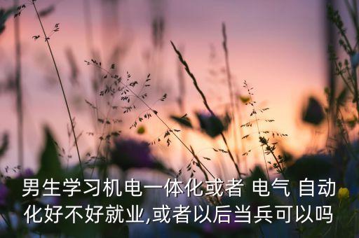 男生學習機電一體化或者 電氣 自動化好不好就業(yè),或者以后當兵可以嗎