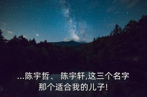 ...陳宇哲、 陳宇軒,這三個名字那個適合我的兒子!