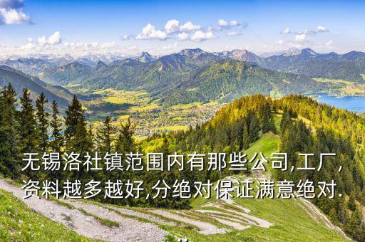 無錫洛社鎮(zhèn)范圍內(nèi)有那些公司,工廠,資料越多越好,分絕對保證滿意絕對...