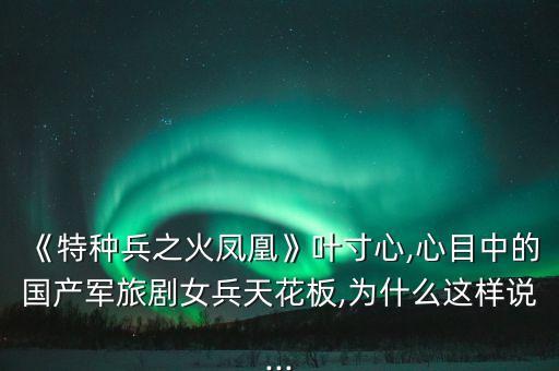 《特種兵之火鳳凰》葉寸心,心目中的國產(chǎn)軍旅劇女兵天花板,為什么這樣說...