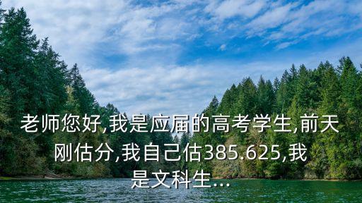 老師您好,我是應(yīng)屆的高考學(xué)生,前天剛估分,我自己估385.625,我是文科生...