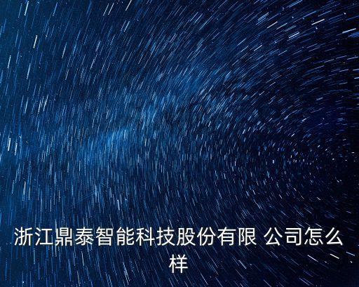 浙江鼎泰智能科技股份有限 公司怎么樣