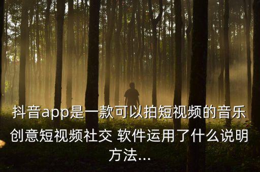 抖音app是一款可以拍短視頻的音樂創(chuàng)意短視頻社交 軟件運用了什么說明方法...