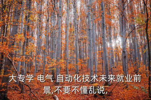 大專學(xué) 電氣 自動(dòng)化技術(shù)未來就業(yè)前景,不要不懂亂說,