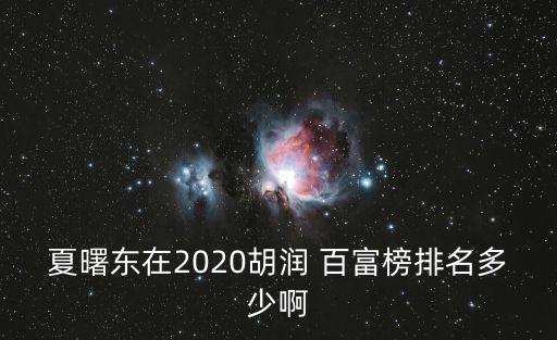 夏曙東在2020胡潤 百富榜排名多少啊