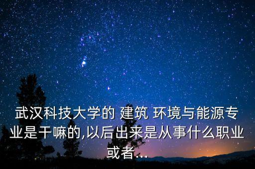 武漢科技大學(xué)的 建筑 環(huán)境與能源專業(yè)是干嘛的,以后出來是從事什么職業(yè)或者...