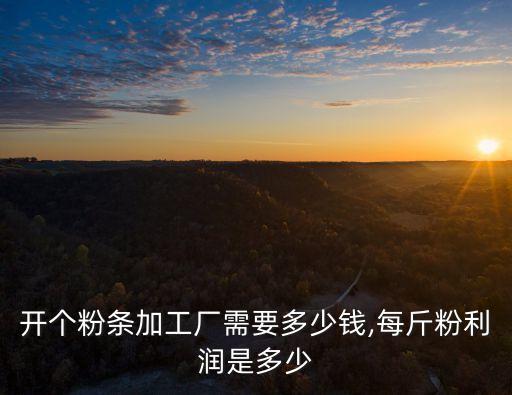 開個(gè)粉條加工廠需要多少錢,每斤粉利潤是多少