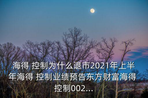 海得 控制為什么退市2021年上半年海得 控制業(yè)績預(yù)告東方財富海得 控制002...