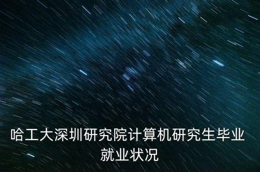哈工大深圳研究院計(jì)算機(jī)研究生畢業(yè) 就業(yè)狀況