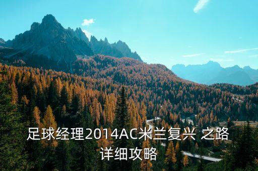 足球經(jīng)理2014AC米蘭復(fù)興 之路詳細(xì)攻略