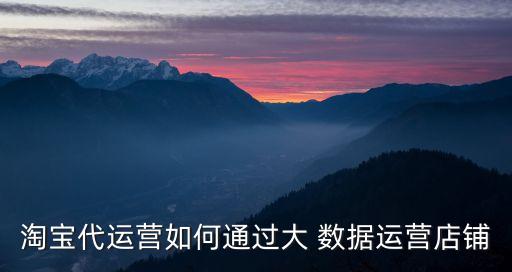 淘寶代運營如何通過大 數(shù)據(jù)運營店鋪
