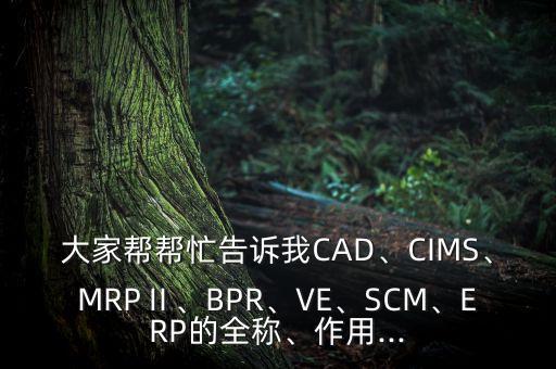 大家?guī)蛶兔Ω嬖V我CAD、CIMS、MRPⅡ、BPR、VE、SCM、ERP的全稱、作用...