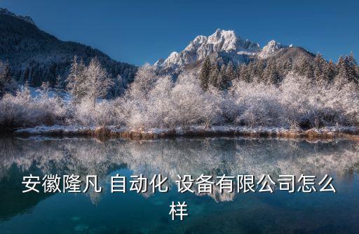 安徽隆凡 自動化 設備有限公司怎么樣