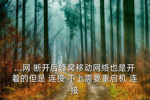 ...網(wǎng) 斷開后蜂窩移動網(wǎng)絡(luò)也是開著的但是 連接 不上需要重啟機 連接
