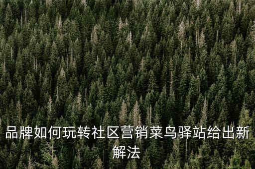 品牌如何玩轉(zhuǎn)社區(qū)營銷菜鳥驛站給出新解法