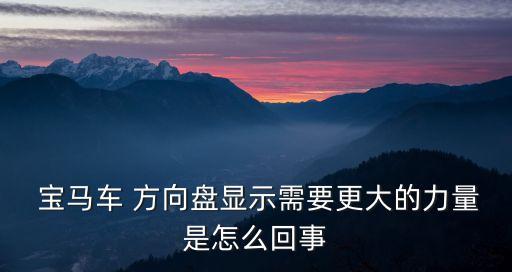  寶馬車 方向盤顯示需要更大的力量是怎么回事