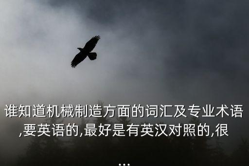 誰知道機(jī)械制造方面的詞匯及專業(yè)術(shù)語,要英語的,最好是有英漢對照的,很...
