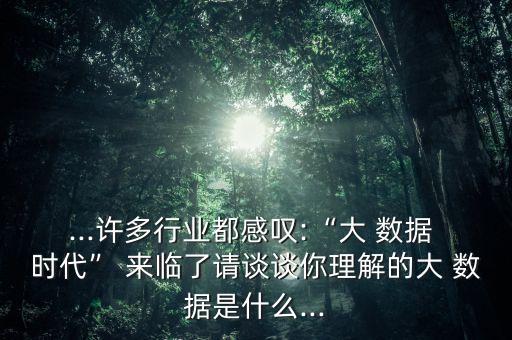 ...許多行業(yè)都感嘆:“大 數(shù)據(jù) 時(shí)代” 來臨了請(qǐng)談?wù)勀憷斫獾拇?數(shù)據(jù)是什么...