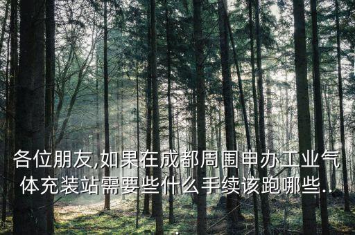 各位朋友,如果在成都周圍申辦工業(yè)氣體充裝站需要些什么手續(xù)該跑哪些...