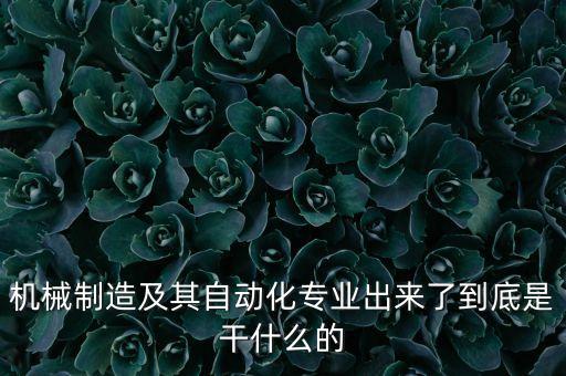 機械制造及其自動化專業(yè)出來了到底是干什么的