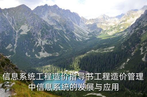 信息系統(tǒng)工程造價(jià)指導(dǎo)書工程造價(jià)管理中信息系統(tǒng)的發(fā)展與應(yīng)用