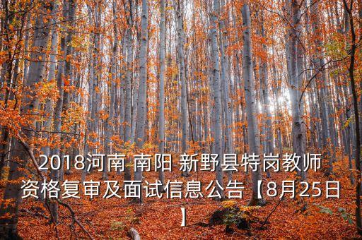 2018河南 南陽 新野縣特崗教師資格復審及面試信息公告【8月25日】