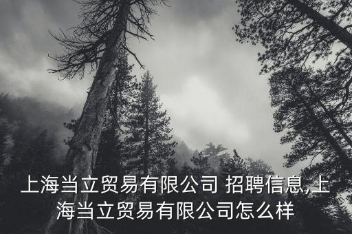 上海當(dāng)立貿(mào)易有限公司 招聘信息,上海當(dāng)立貿(mào)易有限公司怎么樣