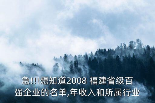 急!!!想知道2008 福建省級百強(qiáng)企業(yè)的名單,年收入和所屬行業(yè)