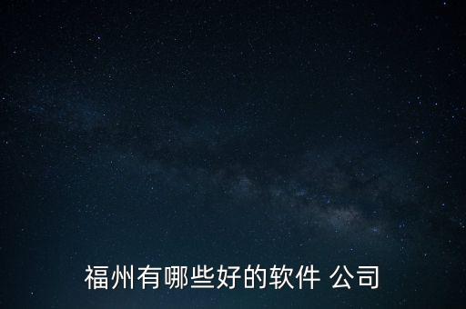 福州有哪些好的軟件 公司