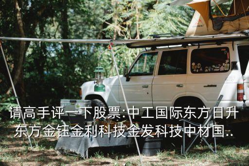 請(qǐng)高手評(píng)一下股票:中工國(guó)際東方日升東方金鈺金利科技金發(fā)科技中材國(guó)...