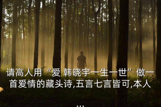 請高人用“愛 韓曉宇一生一世”做一首愛情的藏頭詩,五言七言皆可,本人...