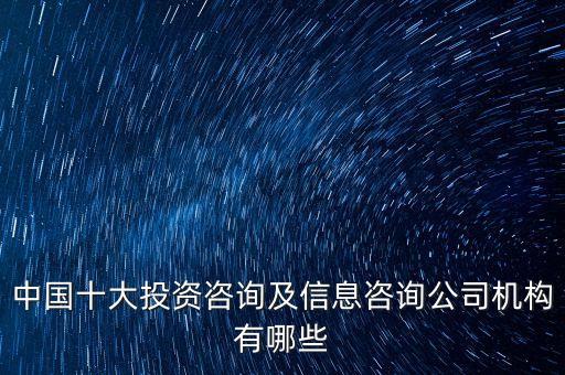 中國(guó)十大投資咨詢(xún)及信息咨詢(xún)公司機(jī)構(gòu)有哪些