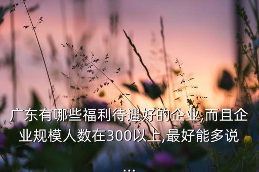 廣東有哪些福利待遇好的企業(yè),而且企業(yè)規(guī)模人數(shù)在300以上,最好能多說(shuō)...